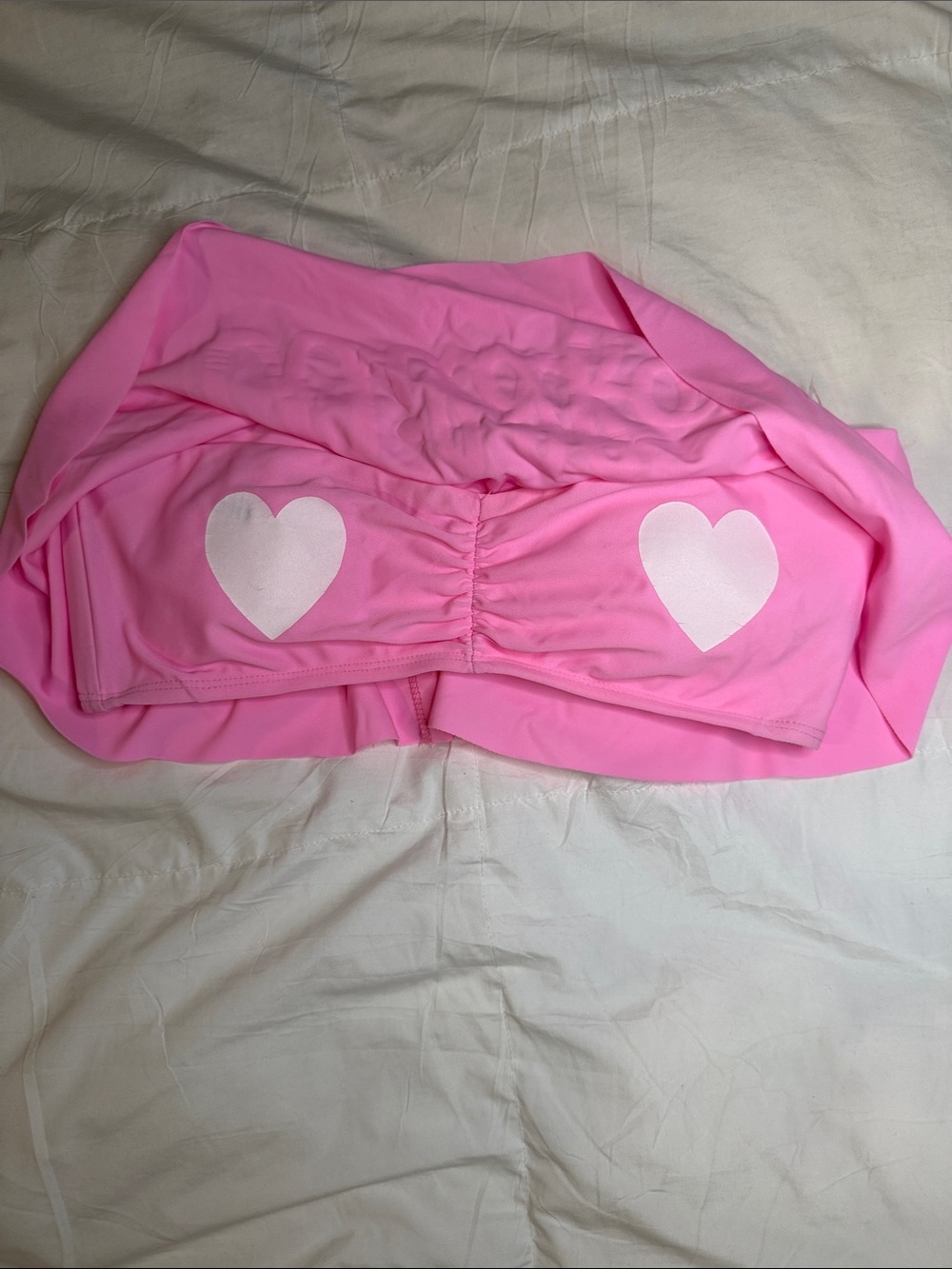 NWOT Wildfox Pink Script Logo Flutter Ruffle Bandeau Bikini Top - Picture 2 of 3